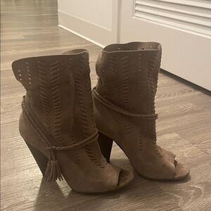 Dolce Vita Brown Peep-Toe Heeled Boots